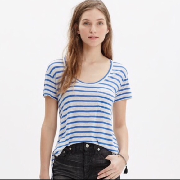Madewell Anthem Blue & Gray Pocket Tee - Picture 1 of 6